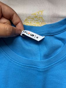 Ribbed blue Top for women