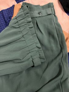 Olive Green Belted Trousers