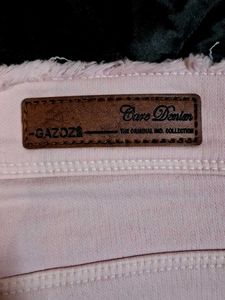 Pink Raw Hem Jeans