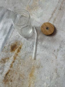 Glass Cup With Straw