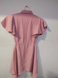 Pink Ruffle Sleeve Dress