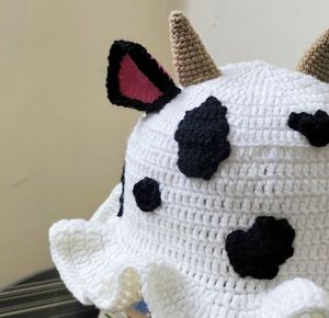 crochet cow hat