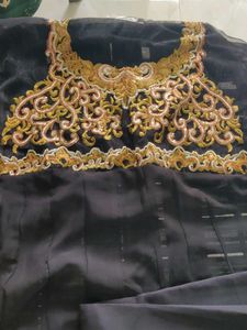 Elegant Black &amp; Gold Embellished Outfit