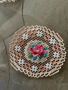 Set Of 8 Cutwork Coasters/unused