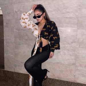 Boho Tiger Print Wrap Top