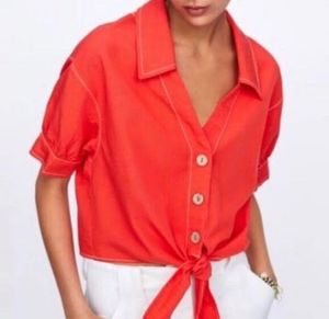 Zara Orange Short Sleeve Top