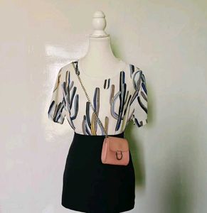 Chic Cactus Print Blouse