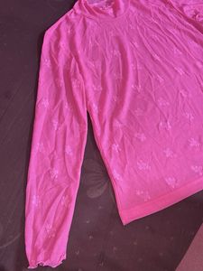 Pink Floral Mesh Top