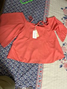brand new Coral Flutter Sleeve Top