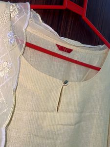 W Shiny Yellow Kurta Set(Only Dupatta &amp; Kurti )
