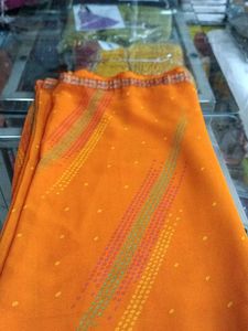 Orange Printed Saree