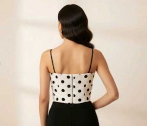 Polka Dot Feather Trim Top