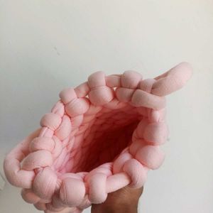 Handmade Braided Pink Shoulder Bag