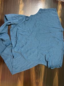 Blue Tie-Front Top