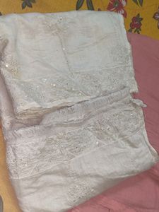 Designer Peach Embroidered Kurti With Dupatta