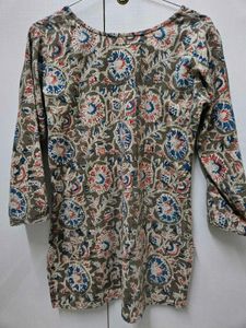 Floral Print Cotton Short Kurtha