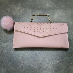 Pink Wallet with Pom-Pom