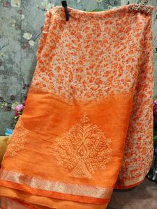 Beautiful Printed And Embroidery Saree