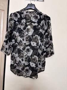 Floral Print Top - Black