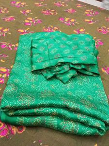 Green Printed Saree