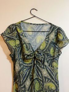 Abstract Asymmetrical Y2K Printed Dress