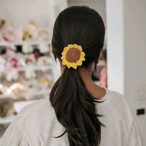 Crochet Sunflower Hair Ties set of 2