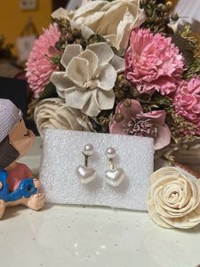 Heart Pearl Drop Earrings