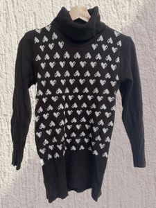 Brown Heart Print Sweater