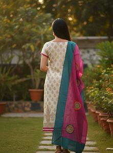 Ivory Embroidered Salwar Suit With Dupptta