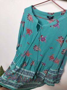 Turquoise Blue Floral Tunic