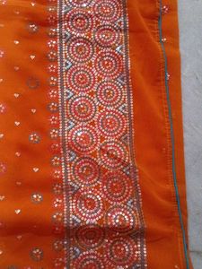 Orange Embroidered Dupatta