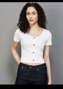 Cute White Button-Front Top🤩