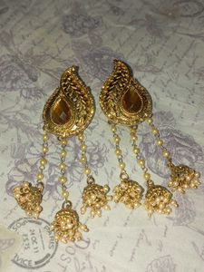 Elegant Gold-tone Jhumka Earrings