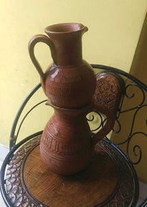 2 Combo Mitti Ke Jugs Vintage Clay Pitcher Set