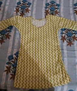 Chevron Print Lime Green Short Kurti