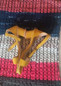 Mustard Yellow Block Heels 1 Time Used