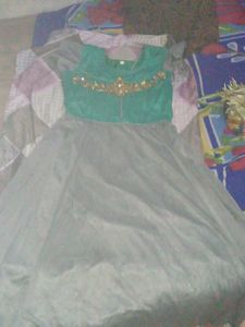 Elegant Green &amp; Grey Embellished Dress