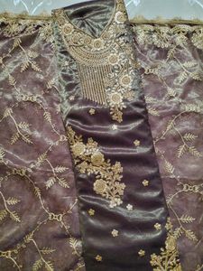 Embroidered Semi Stitched Suit,Full Work Dupatta