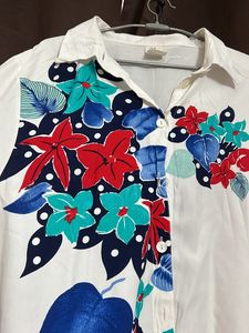 Oversized White Printed Shirt