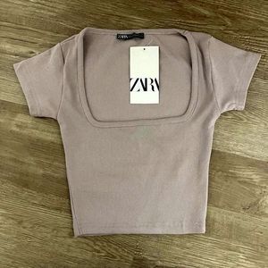 ZARA ribbed square neck crop top