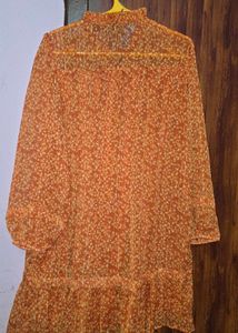 RIO Dress with Bishop Sleeves Orange🍊(M) SIZE