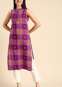 Anouk Women Checked &amp; Ethnic Motifs Print Kurta
