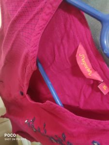 Dark Pink Kurti With Work