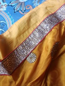 Gold Embellished Saree with Blouse