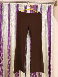 H&M Brown Textured Flared Trousers