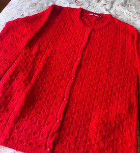 Red Knit Cardigan