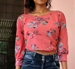 Max Coral Printed Top