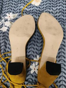 Yellow Lace-Up Flats