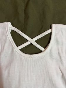 White Crisscross Back Top