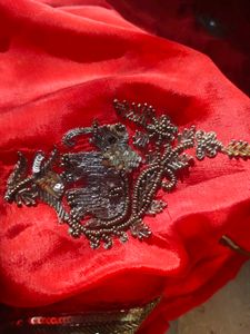 hand work Elegant Red Saree